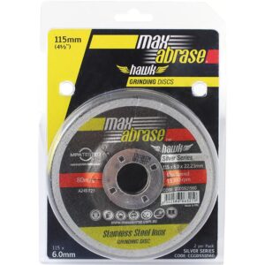 Carded (x2) 125 x 6mm Grinding Disc - Stainless Silver Series