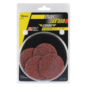 Carded 5 Pack 50mm x A24 Resin Fibre Disc R Type AlOx Grit