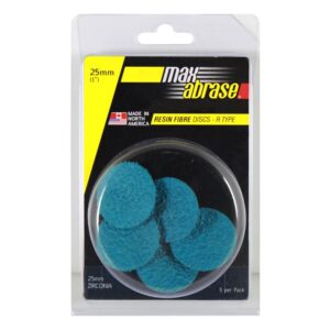 Carded 5 Pack 25mm x Z36 Resin Fibre Disc R Type Zirc. Grit