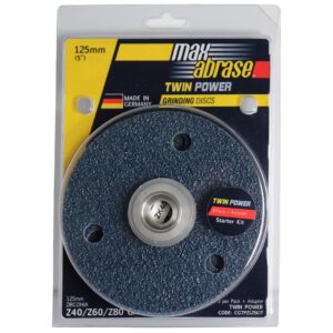 Twin Power - Double Sided Disc Kit - 125mm x Z40/60/80 Grit + Adaptor