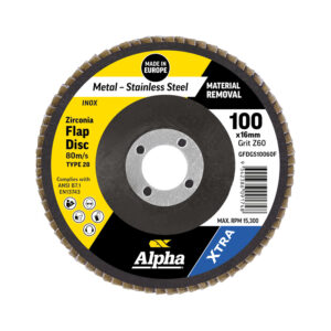 Flap Disc 100mm Z60 Grit Zirconia Type 28 Flat Xtra Bulk