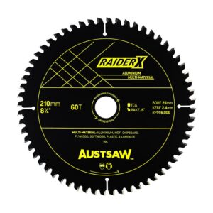 Austsaw RaiderX Aluminium Multi Material Blade | 210mm x 25 x 60T