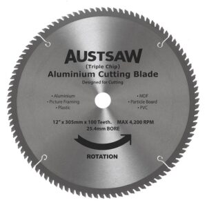 Austsaw - 305mm (12in) Aluminium Blade Triple Chip - 25.4mm Bore - 100 Teeth