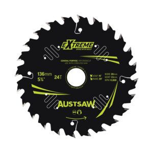 Austsaw Extreme: Wood with Nails Blade 136mm x 20/16 Bore x 24 T Thin Kerf
