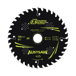 Austsaw Extreme: Wood with Nails Blade 136mm x 20/16 Bore x 36 T Thin Kerf