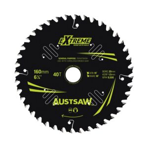Austsaw Extreme: Wood with Nails Blade 160mm x 20/16 Bore x 40 T Thin Kerf