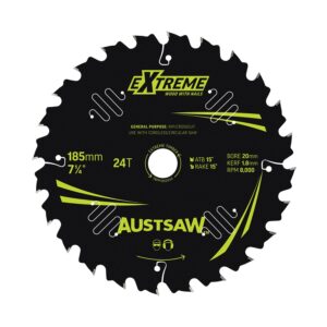 Austsaw Extreme: Wood with Nails Blade 185mm x 20/16 Bore x 24 T
