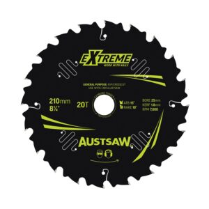 Austsaw Extreme: Wood with Nails Blade 210mm x 25/16 Bore x 20 T Thin Kerf