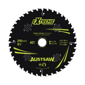 Austsaw Extreme: Wood with Nails Blade 210mm x 25/16 Bore x 40 T Thin Kerf