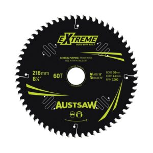 Austsaw Extreme: Wood with Nails Blade 216mm x 30/15.88 Bore x 60 T Thin Kerf