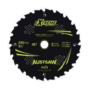 Austsaw Extreme: Wood with Nails Blade 235mm x 25 Bore x 20 T Thin Kerf