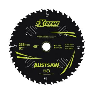 Austsaw Extreme: Wood with Nails Blade 235mm x 25 Bore x 40 T Thin Kerf
