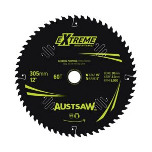 Austsaw Extreme: Wood with Nails Blade 305mm x 30 Bore x 60 T Thin Kerf