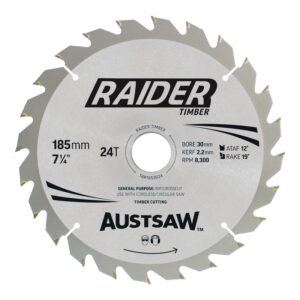 Austsaw Raider Timber Blade 185mm x 30/20 Bore x 24T