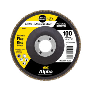 Flap Disc 100mm Z80 Grit Zirconia Alpha Bulk