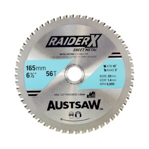 Austsaw RaiderX Sheet Metal Blade 165mm x 20 x 56T TCT