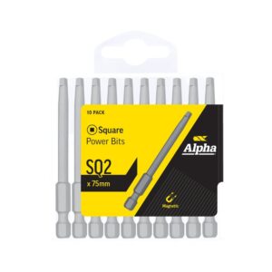 SQ2 x 75mm Power Bits - Handipack (x10)