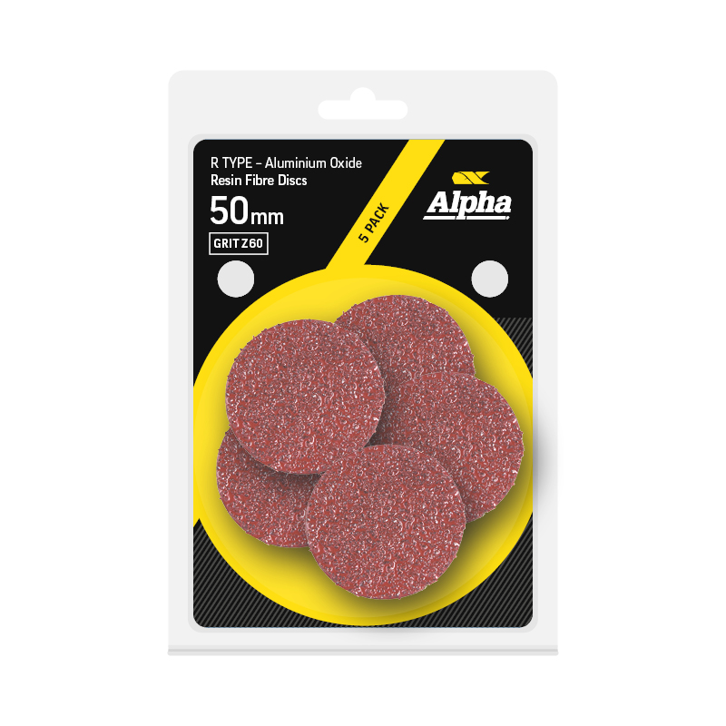 Resin Fibre Disc R Type 50mm A60 Grit AlOx Carded (Pk 5)