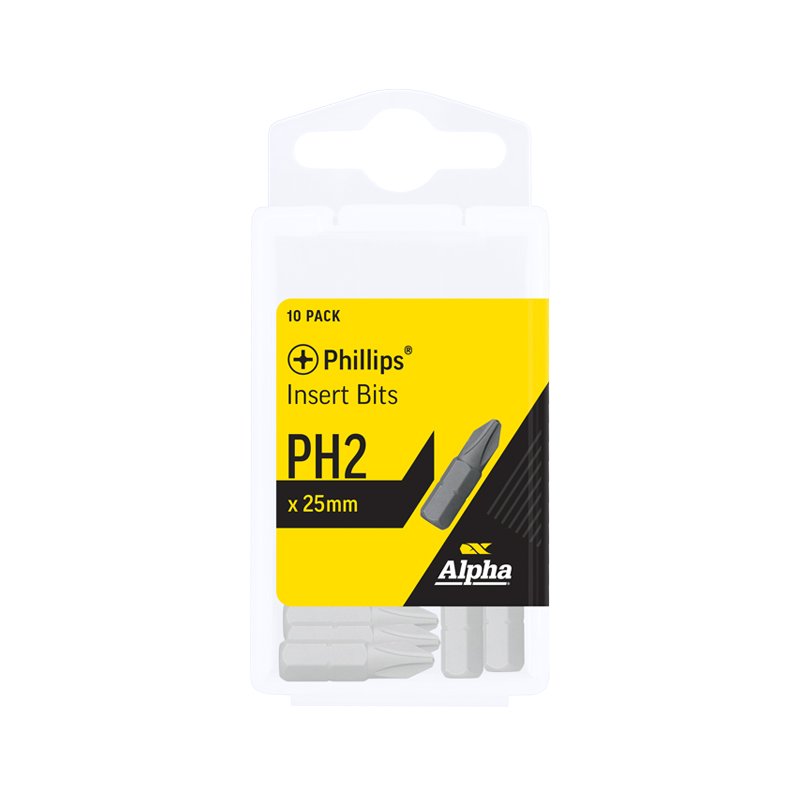 PH2 x 25mm Phillips Insert Bits - Handipack (x10)