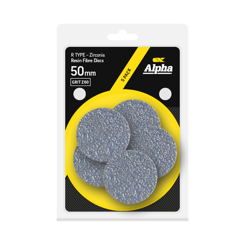 Resin Fibre Disc R Type 50mm Z60 Grit Zirconia Carded (Pk 5)