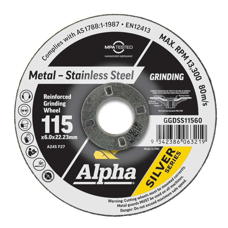 Grinding Disc 115 x 6mm Stainless Silver Series Bulk