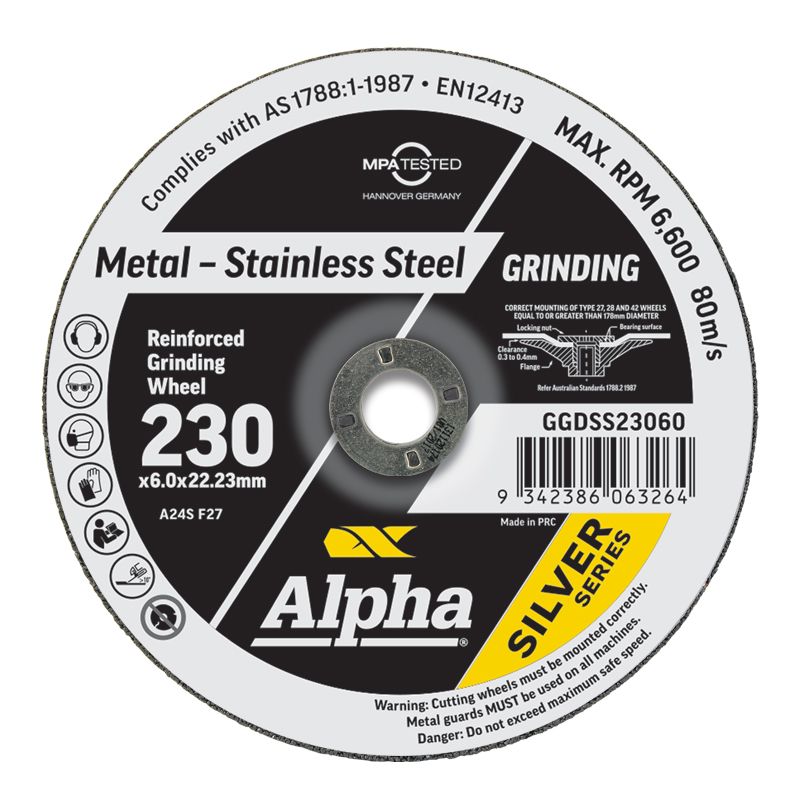Grinding Disc 230 x 6mm Stainless Silver Series Bulk