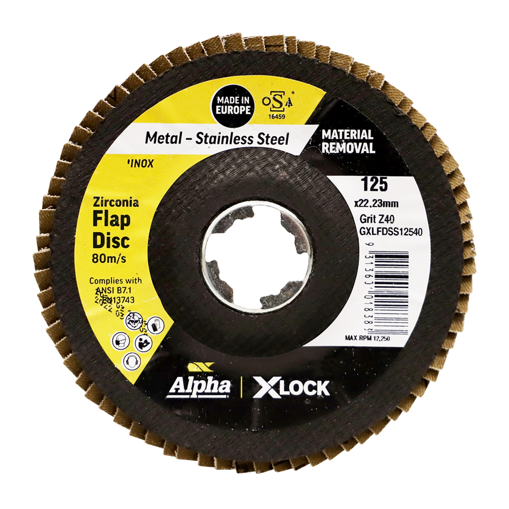 Alpha Flap Disc X-Lock 125mm | 40 Grit Zirconia
