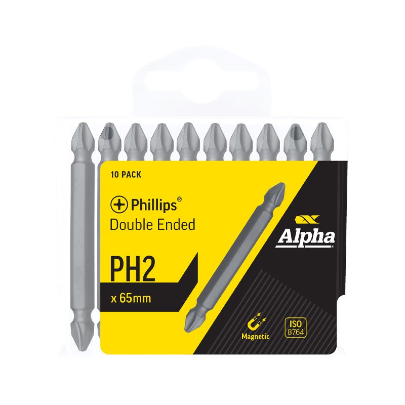 PH2 x 65mm Phillips Double End Bit - Handipack (x10)