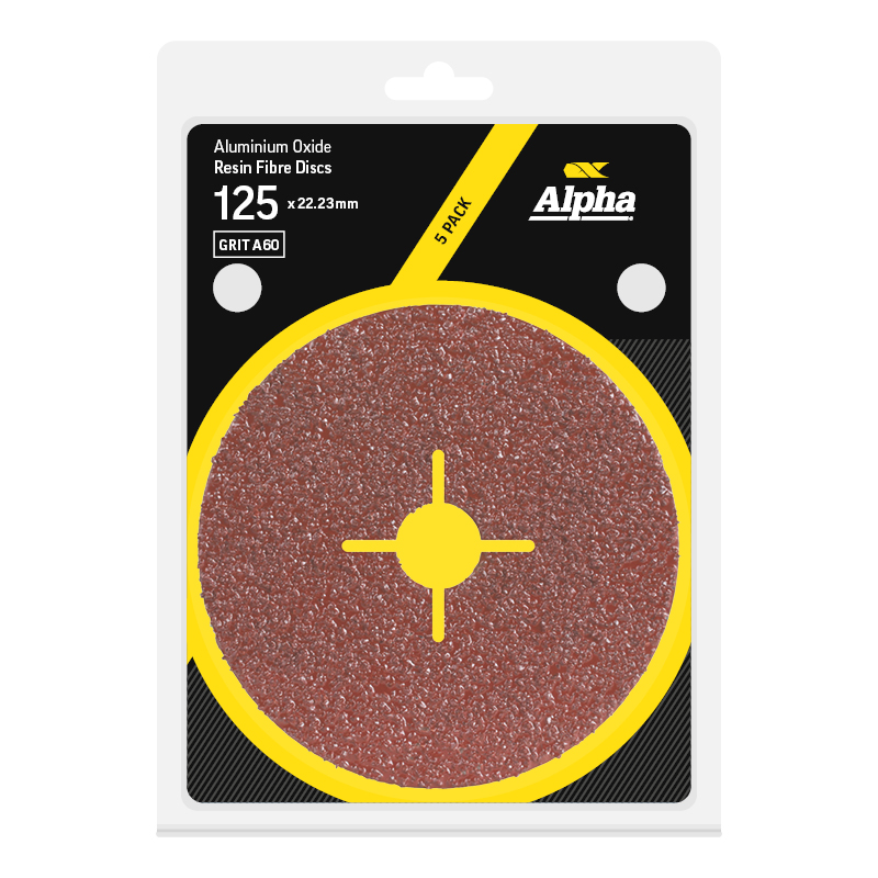 Resin Fibre Disc 125mm A60 Grit AlOx Carded (Pk 5)