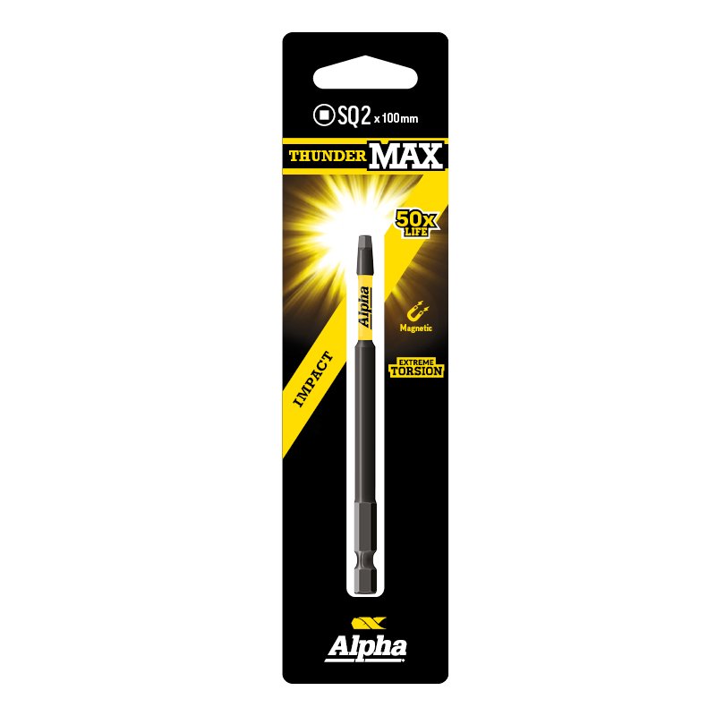ThunderMax SQ2 x 100mm Impact Power Bit Carded