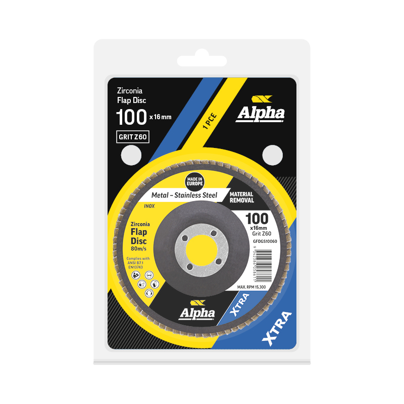 Flap Disc 100mm Z60 Grit Zirconia Xtra Carded (Pk 1)