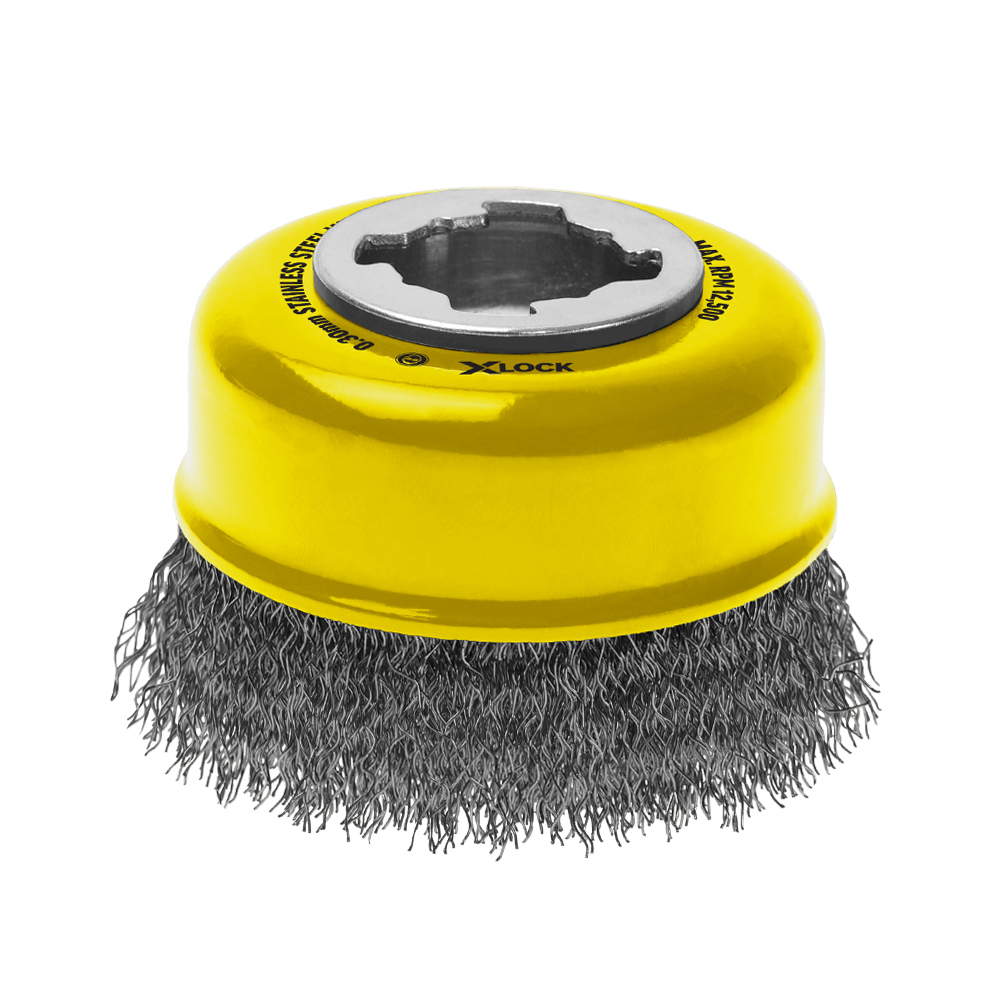 Alpha Cup Brush X-Lock 75mm Stainless Steel Wire | 0.30mm Crimped