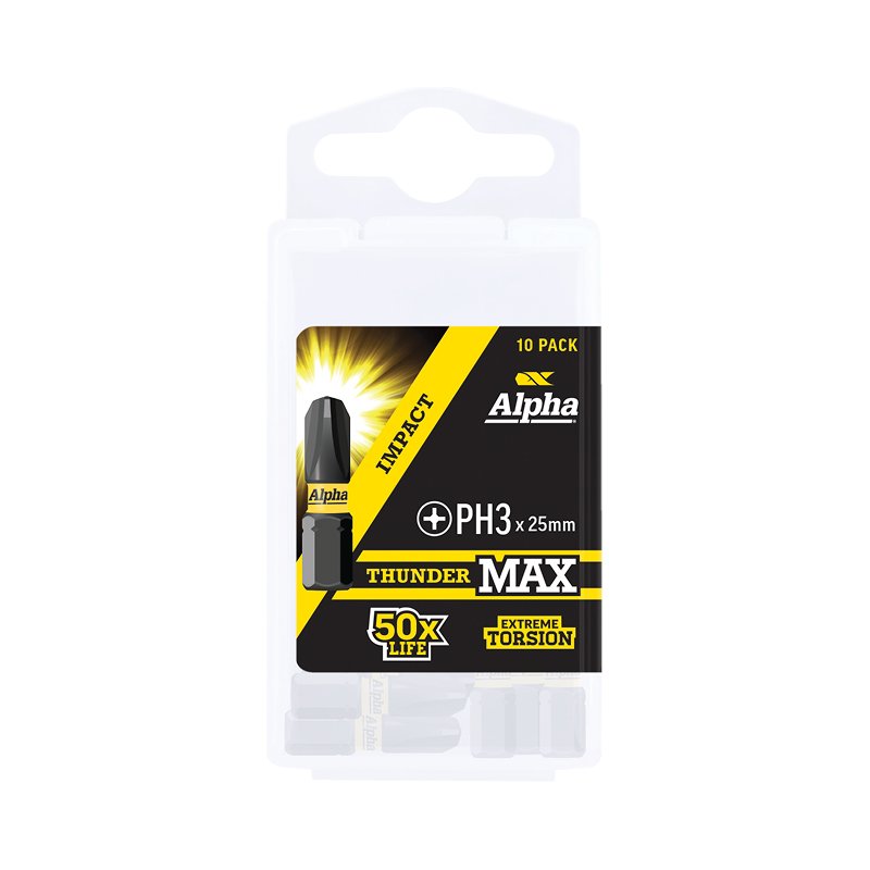 ThunderMax PH3 x 25mm Impact Insert Bit Handipack (x10)