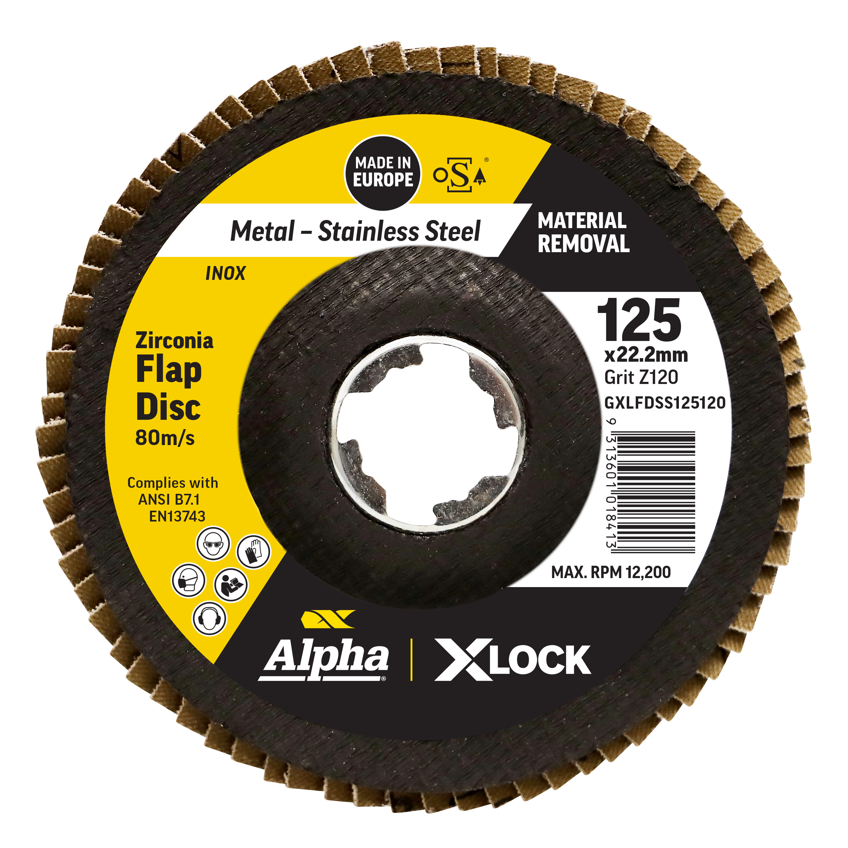 Alpha Flap Disc X-Lock 125mm | 120 Grit Zirconia