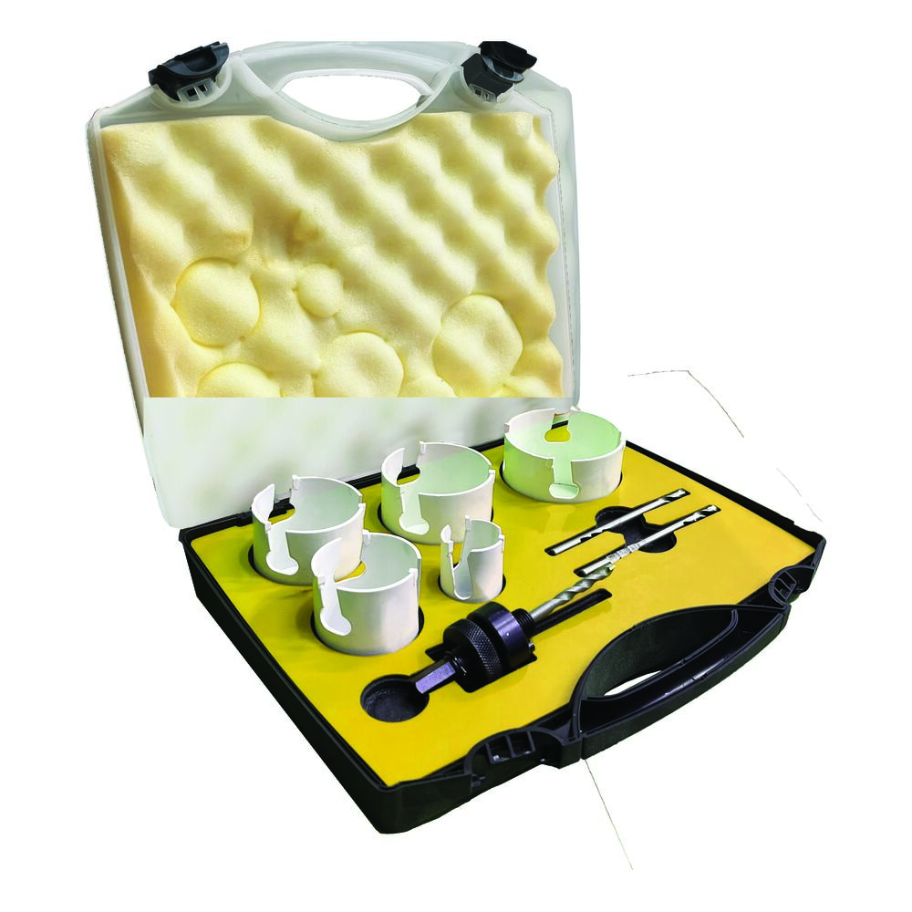 7pce Joiners TCT Holesaw Kit (35,54,60,68,80mm)