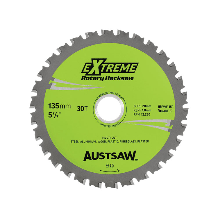 Austsaw - 135mm (5.3in) Rotary Hacksaw Blade - 20/16/10mm Bore - 30 Teeth